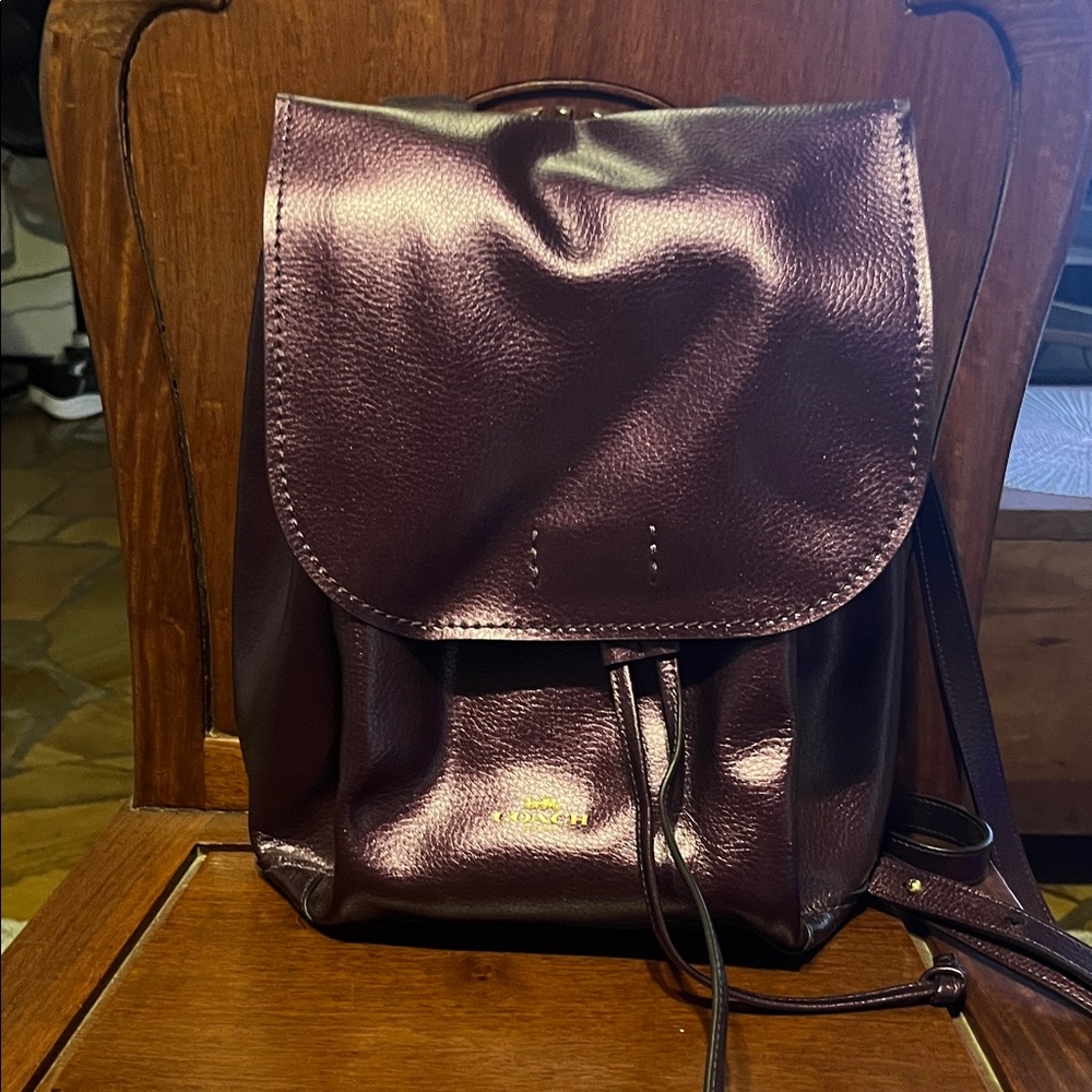 Coach Metallic Plum Backpack